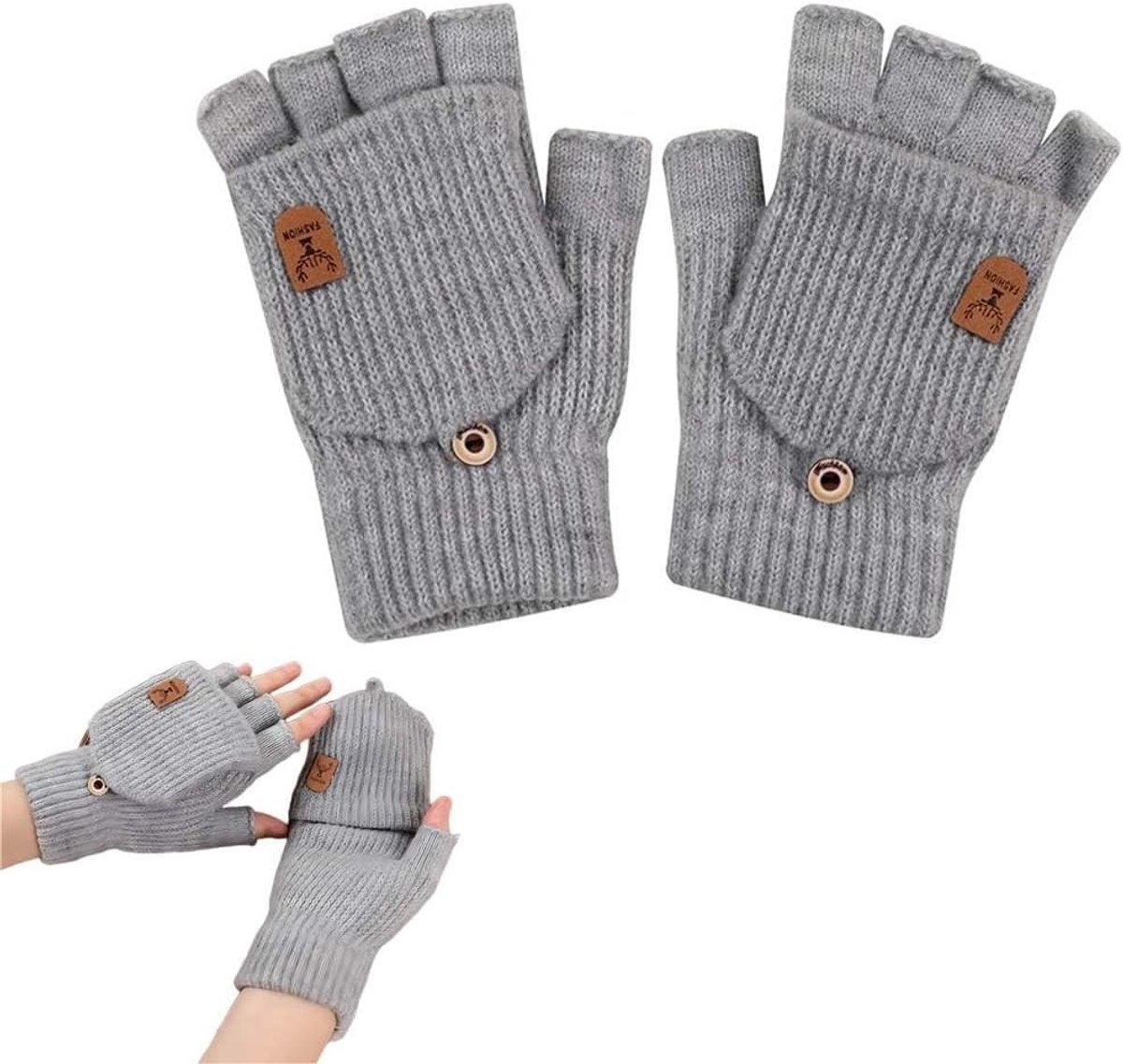Warmtegevende vingerloze handschoenen met opvouwbare capuchon voor mannen en vrouwen, ideaal voor smartphonegebruik en buitenactiviteiten, comfortabel en stijlvol ontwerp