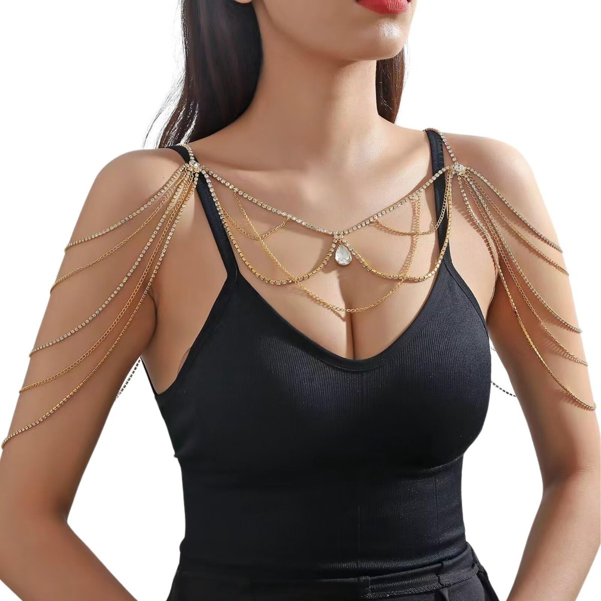 Elzusha - Shiny Statement Tassel Body Chain voor Dames - Gelaagd Lichaamsjuweel