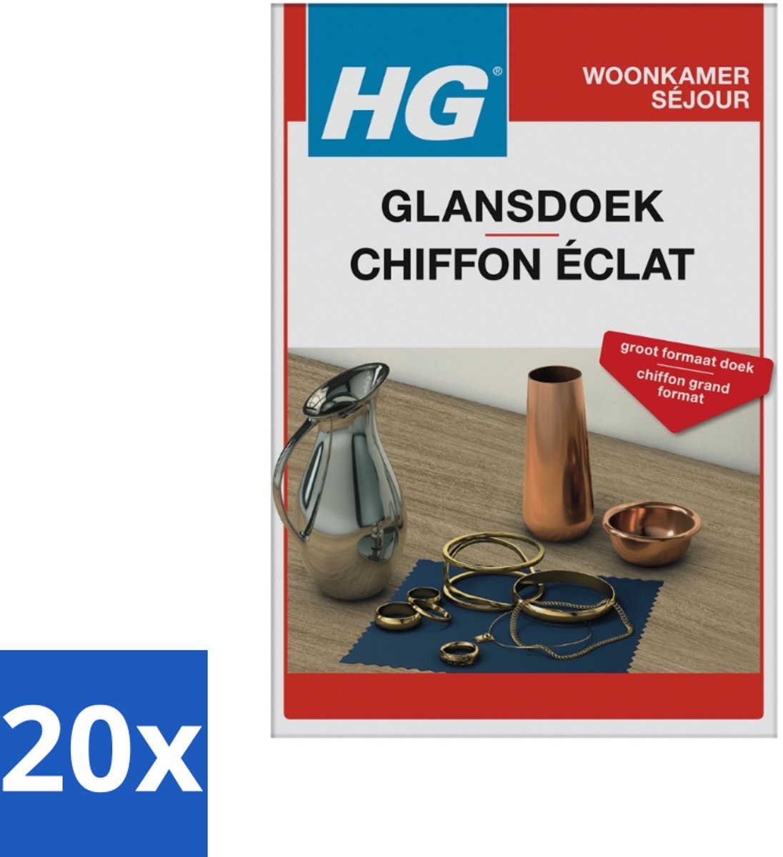 20 x HG Zilver Glansdoek - Zilveren Glansdoek - Glans Herstellen - Oxidatie Verwijderen - Zilver Reinigen - Zilveren Voorwerpen