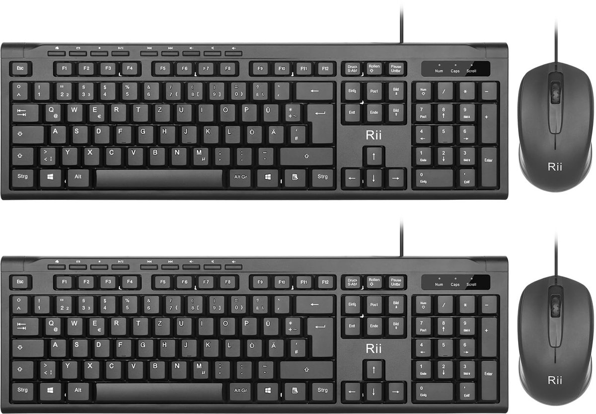 Elzusha - Bedrade toetsenbord en muis set - Ergonomisch en spatwaterdicht - Zwart