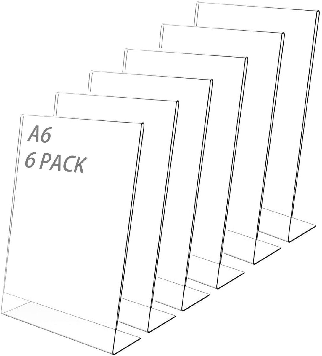 Elzusha - A6 Tafelstandaard Set van 6 Stuks - Transparant Acryl voor Presentaties
