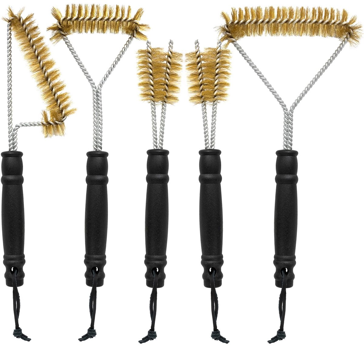 Elzusha - Set van 5 Messing Grillborstels voor Grillreiniging