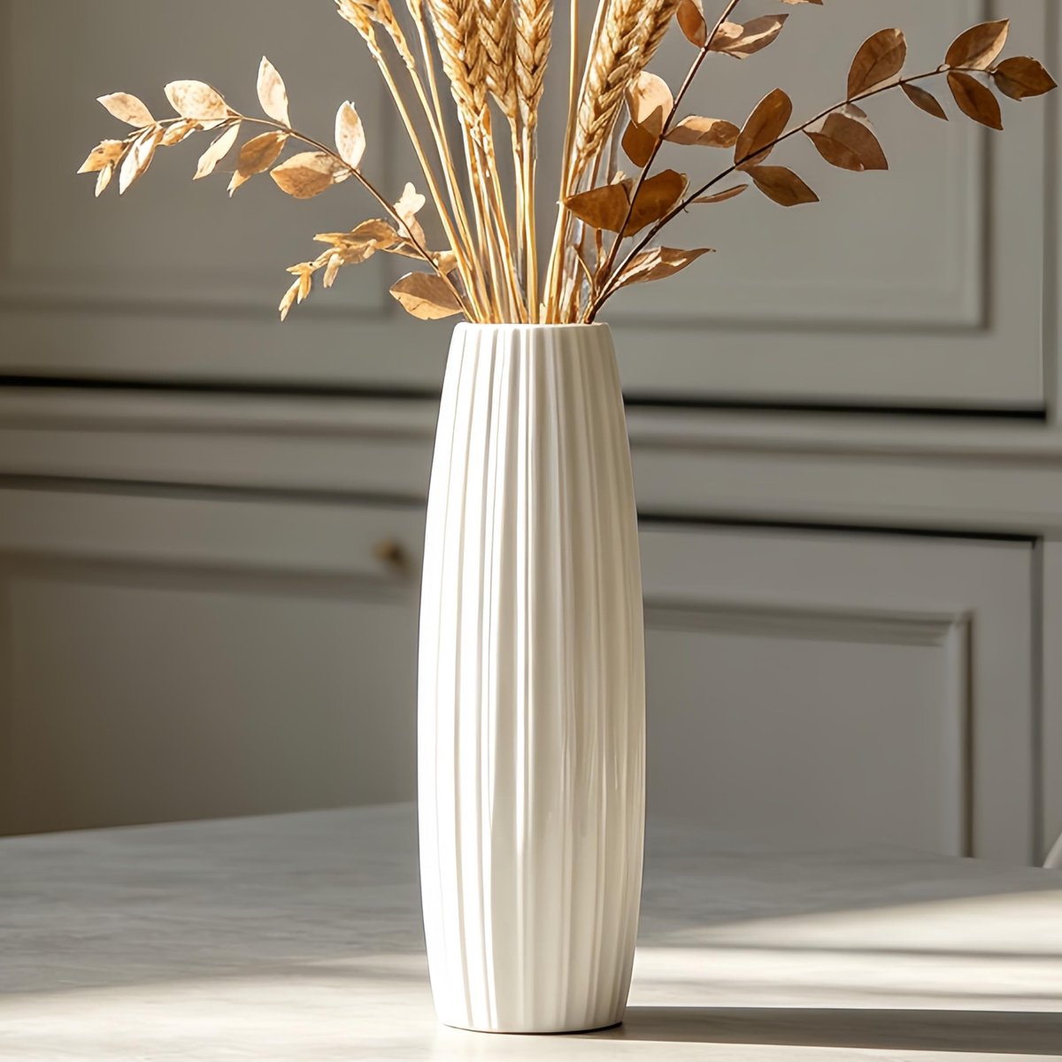 Elzusha - Witte Keramische Vaas van 60 cm voor Bloemen