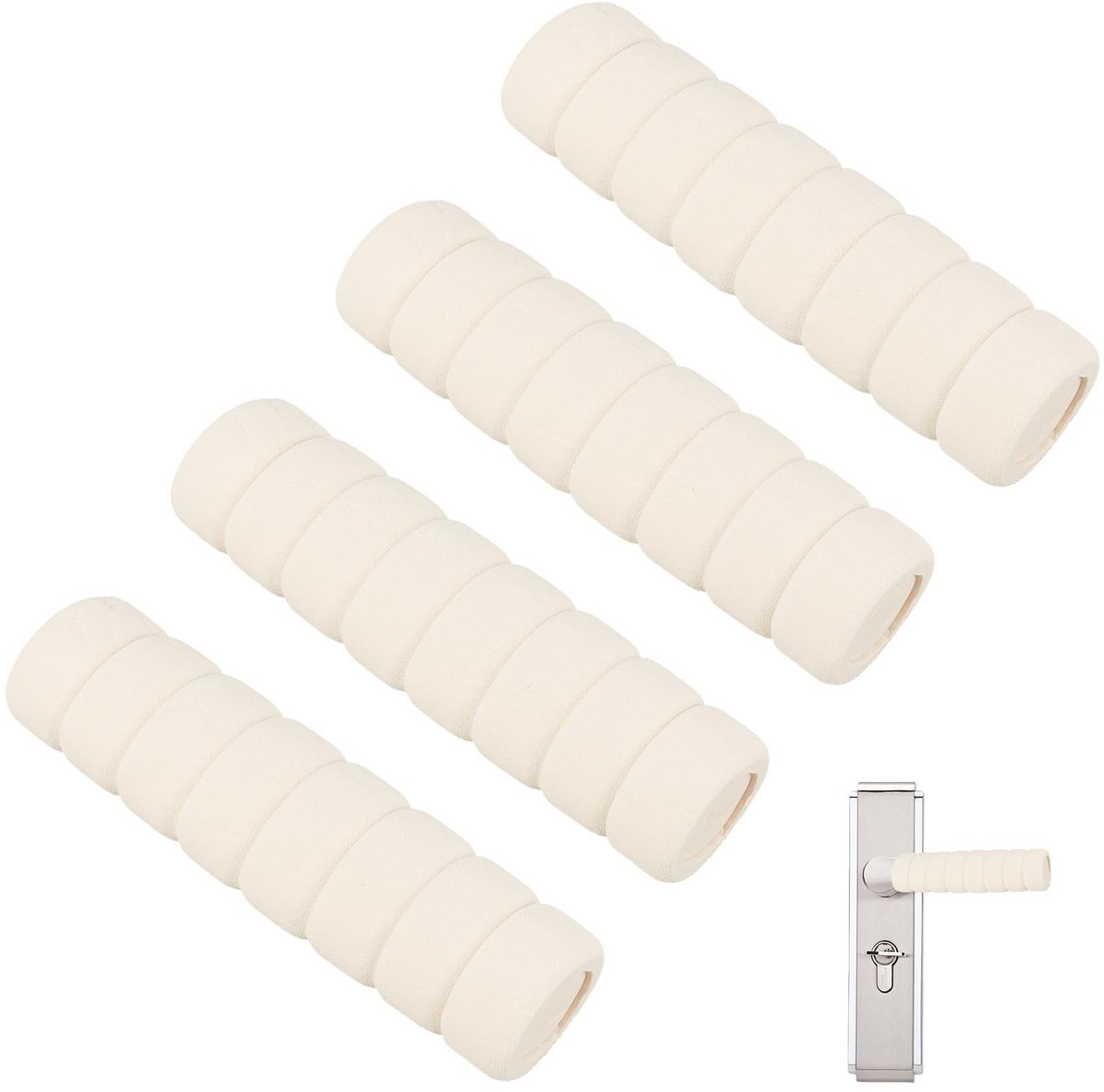 Elzusha - 4 Stuks Deurklink Beschermhoezen in Beige Schuim