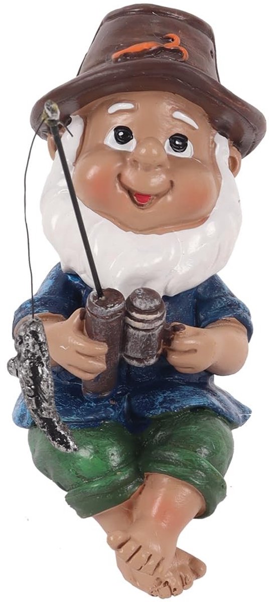 Elzusha - Grappige Tuinkabouter Vissersfiguur van Hars