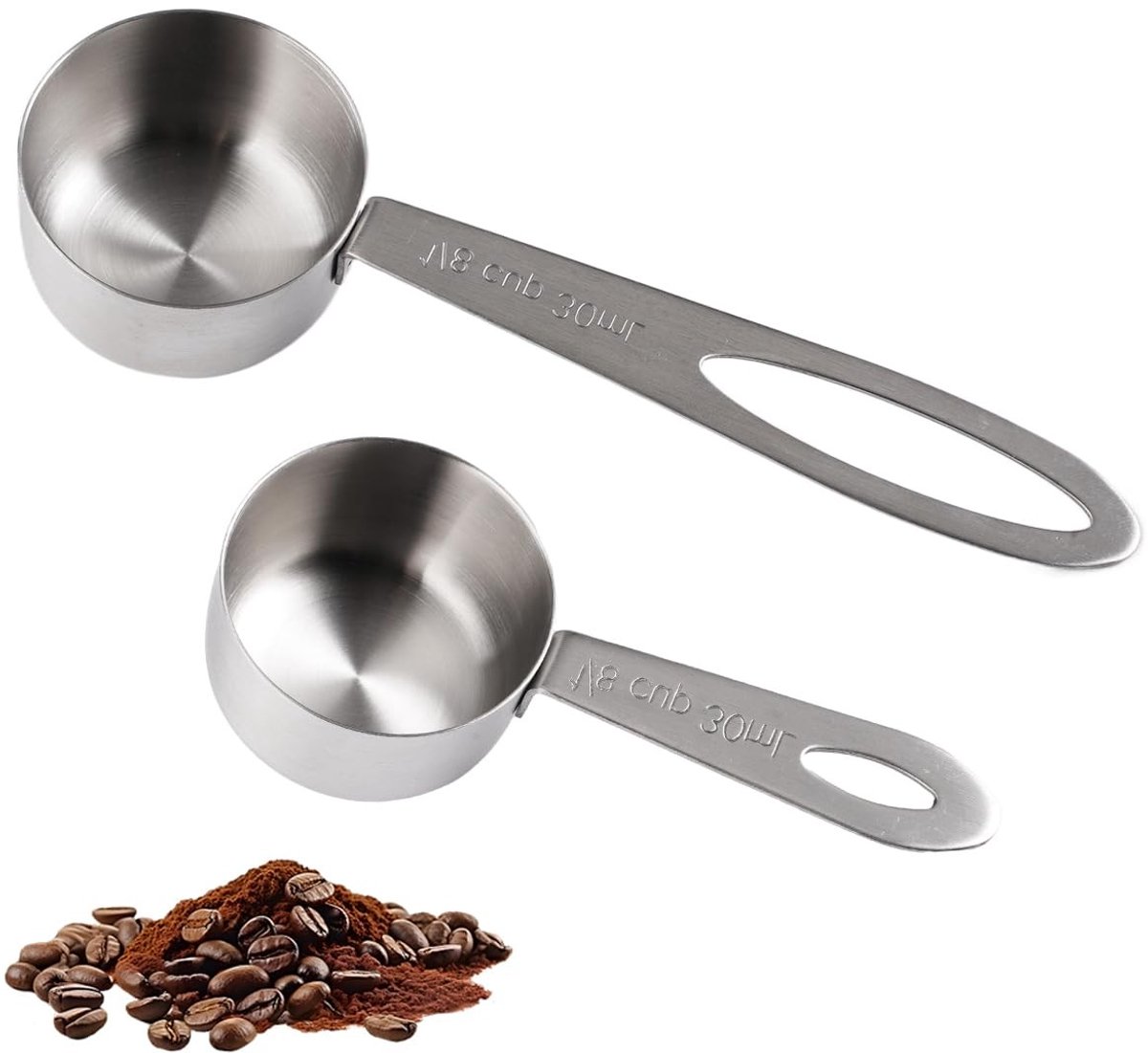 Elzusha - Set van 2 RVS Koffielepels met Lange Handgreep