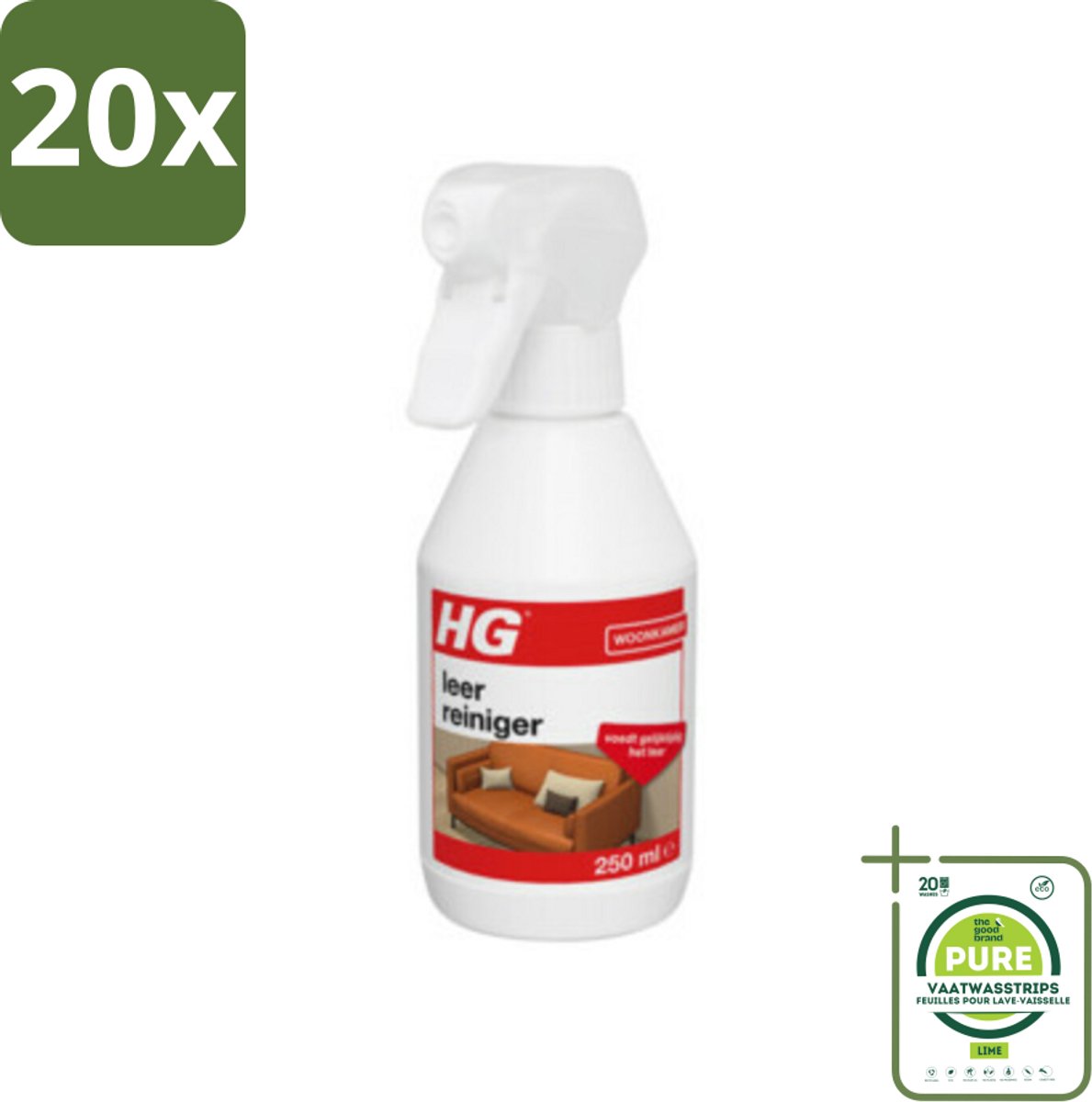 20 x HG Leerreiniger 300 ml - Grootverpakking - Leerreiniger - Leeronderhoud - Leerverzorging - Leer Beschermen - Leer Schoonmaken