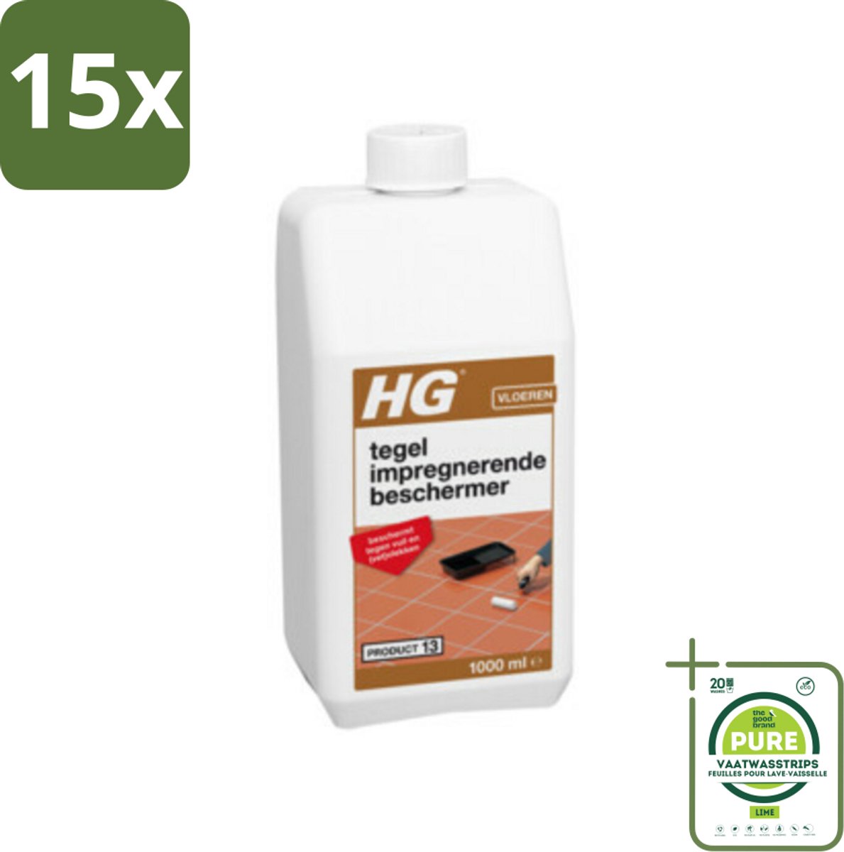 15 x HG Impregnerende Beschermer 1 liter - Grootverpakking - Tegel Beschermer - Impregneren Tegels - Vlekkenwerend - Tegelvloer Beschermen - HG Tegel Impregnerende Beschermer