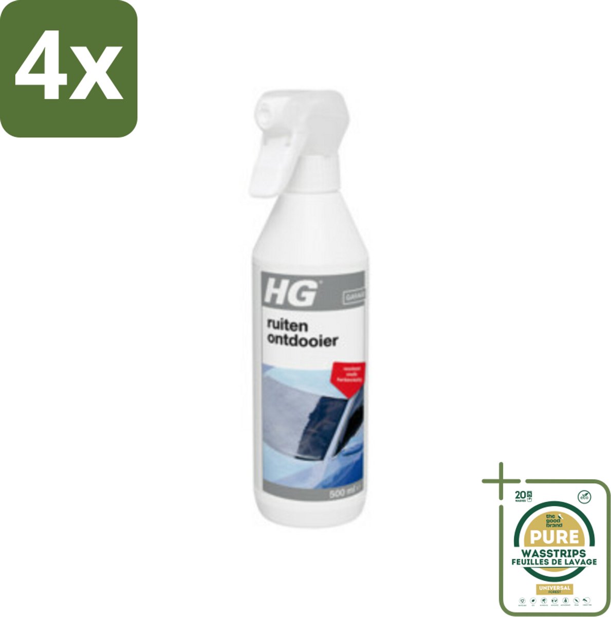 HG Ruitenontdooier 500 ml - Voordeelverpakking - 4 stuks - Ijs ruiten - Sneeuw ruiten