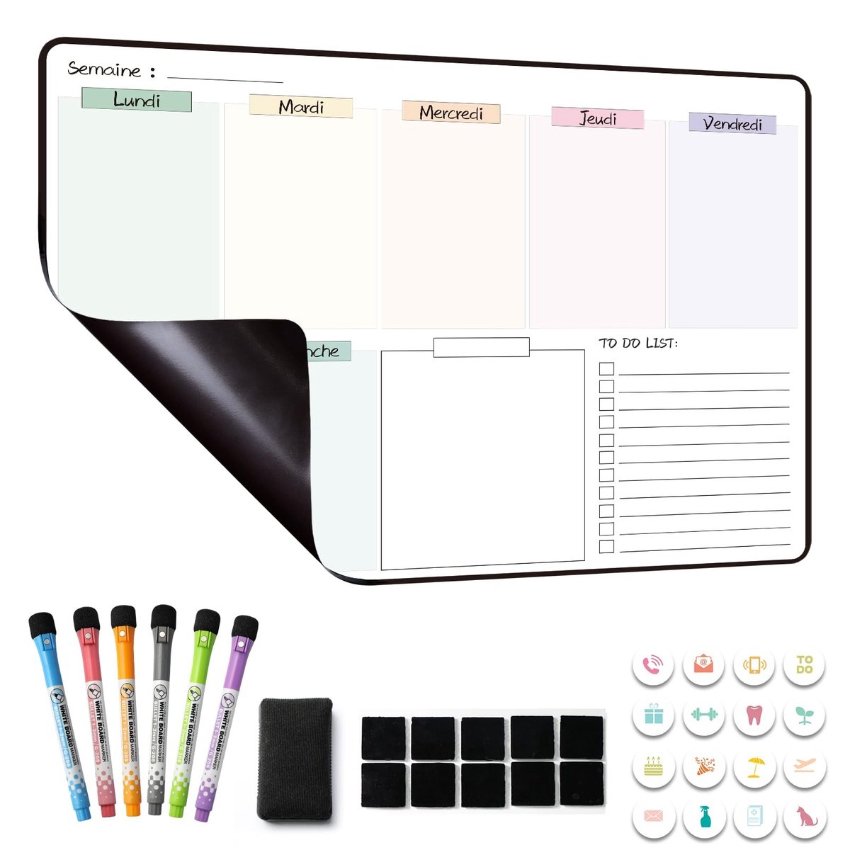 Elzusha - Magnetische Kalender Organiser voor de Koelkast - Weekplanner in het Frans