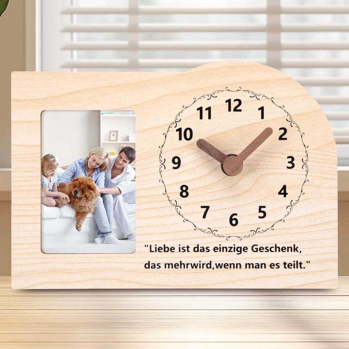 Elzusha - Houten Wandklok met Foto Frame van 20 cm