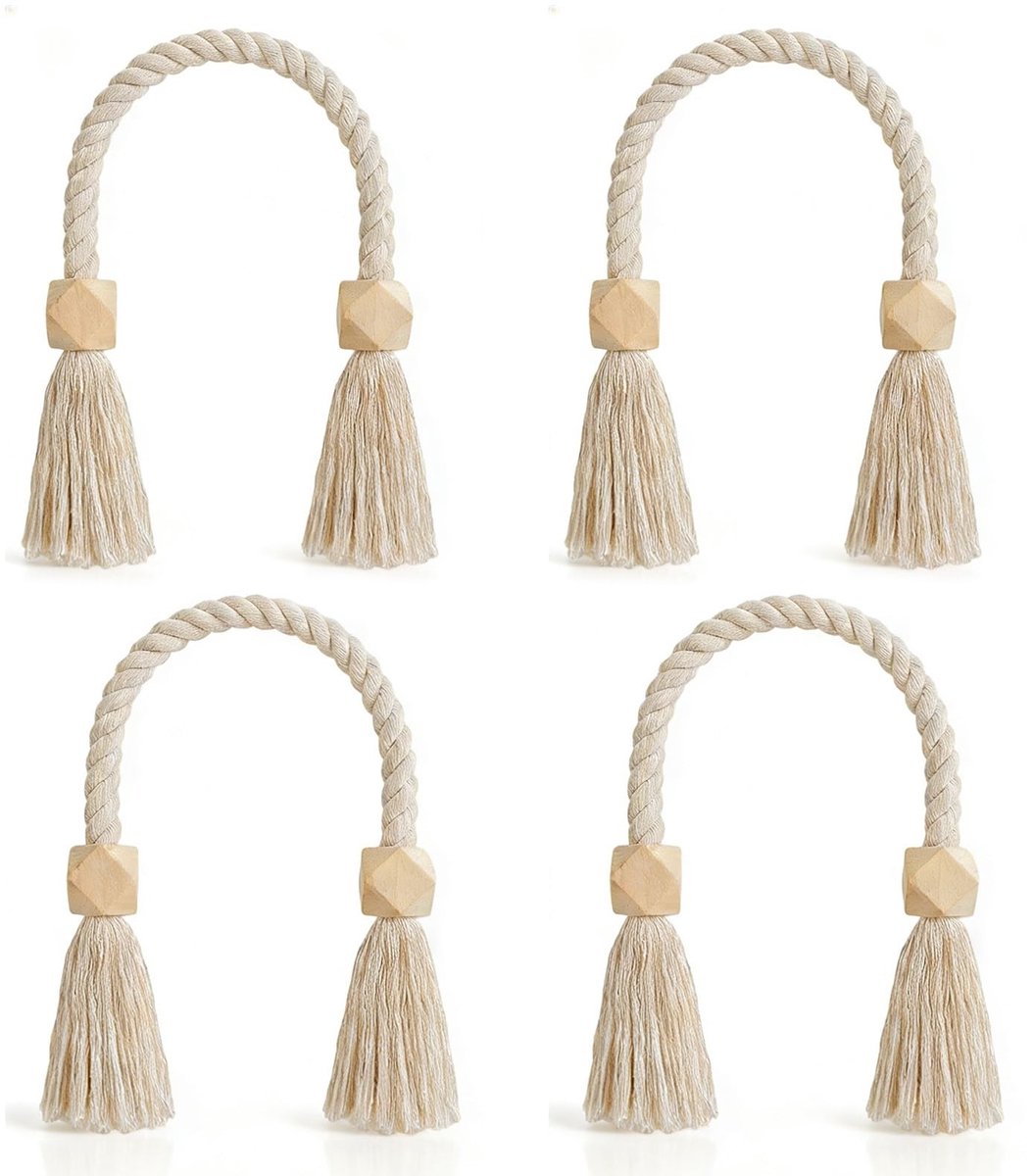 Elzusha - Set van 4 Magnetische Gordijnhouders van Hout