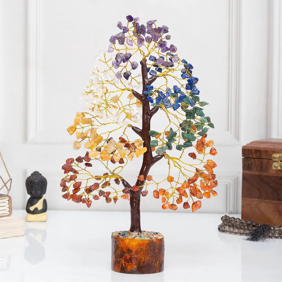 Solidchoice - Zeven Chakra Levensboom met Kristallen