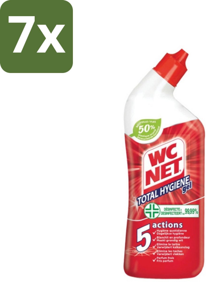 7 x WC Net - Toiletreiniger - Gel - Ontkalkt En Verwijdert Vlekken - 750 ml - WC Net - Toilet Reinigen - Kalk Verwijderen - Toilet Reinigingsgel - Toilet Hygiëne