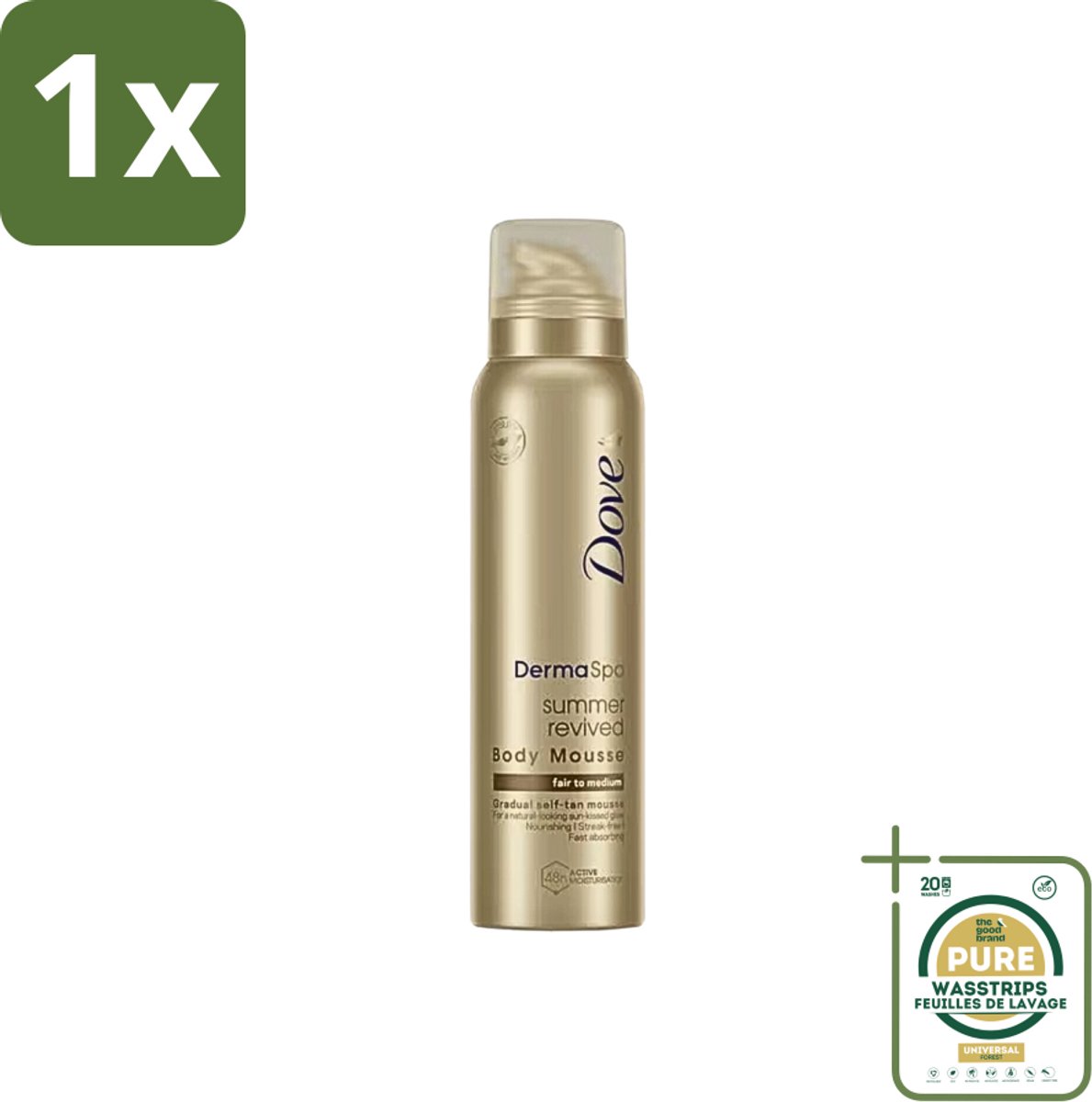 1 x Dove DermaSpa - Zelfbruiner - Tanning Mousse - Medium-Dark - 150 ml- Zomerse Kleur - Zonkleur - Natuurlijke Huidkleur - Tanning Mousse - Huidhydratatie