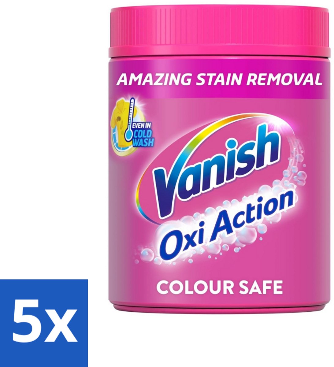 5 x Vanish Oxi Action Pink - Vlekkenverwijderaar - Wasbooster - Zonder Bleek - 1.12 Kg - Vlekkenverwijderaar - Wasbooster - Witte Kleding - Bleekvrije Was - Geurneutralisatie