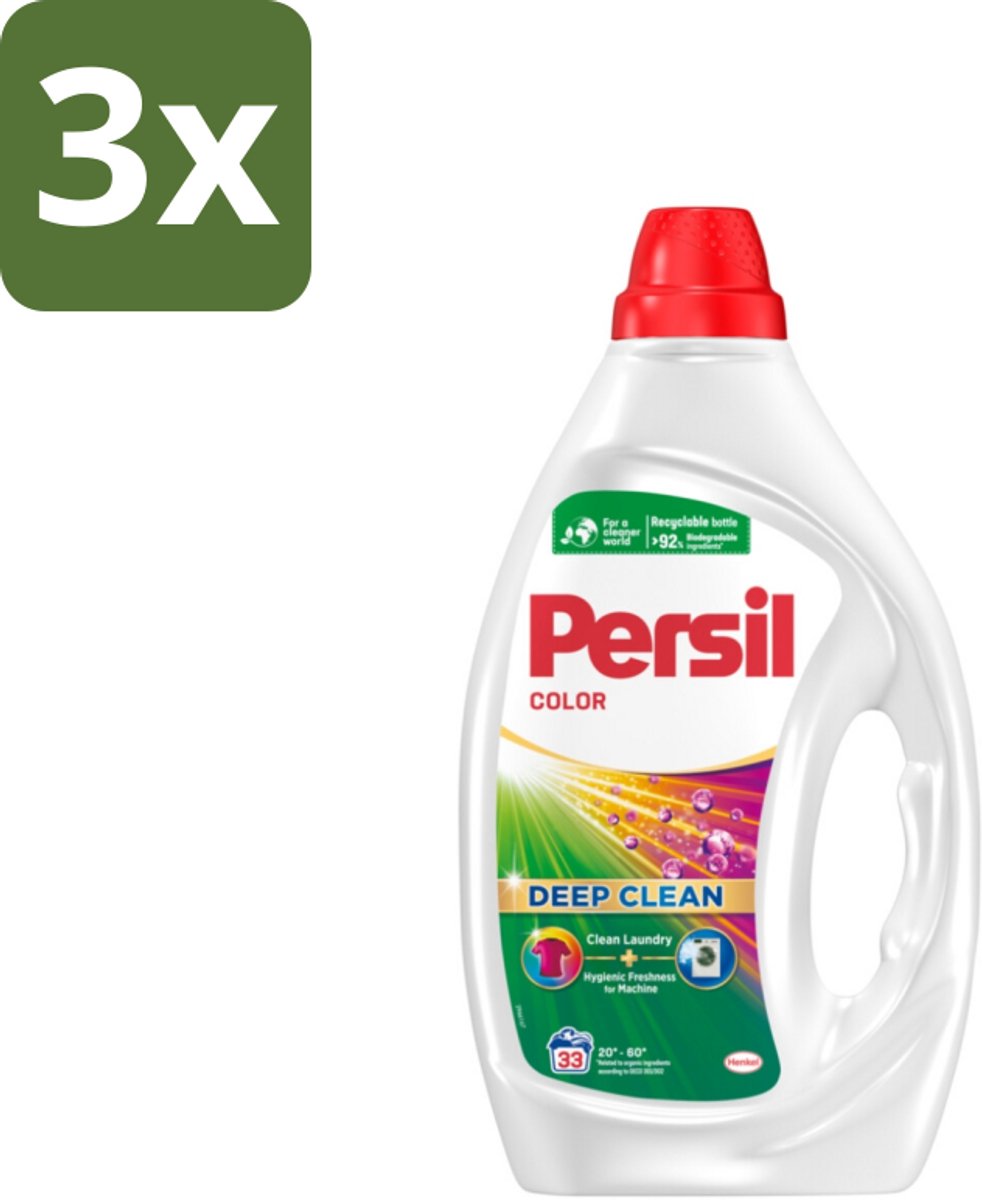 3 x Persil Color - Vloeibaar Wasmiddel - Gekleurde Was - 33 Wasbeurten - Persil Color Gel - Vloeibaar Wasmiddel - Gekleurde Was - Vlekverwijdering - Wasmachine Frisheid