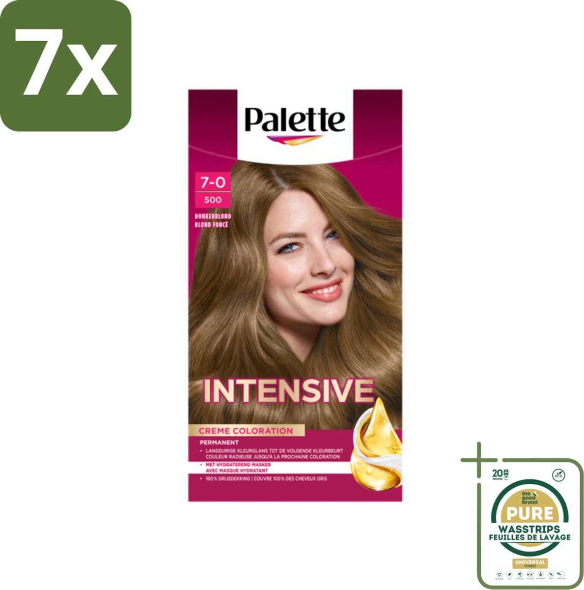 7 x Palette Intensive Oil-Care Color Haarkleuring 500 Donkerblond - Grootverpakking - Haarverf - Donkerblond - Langdurig Kleur - Grijsdekking - Marula Olie