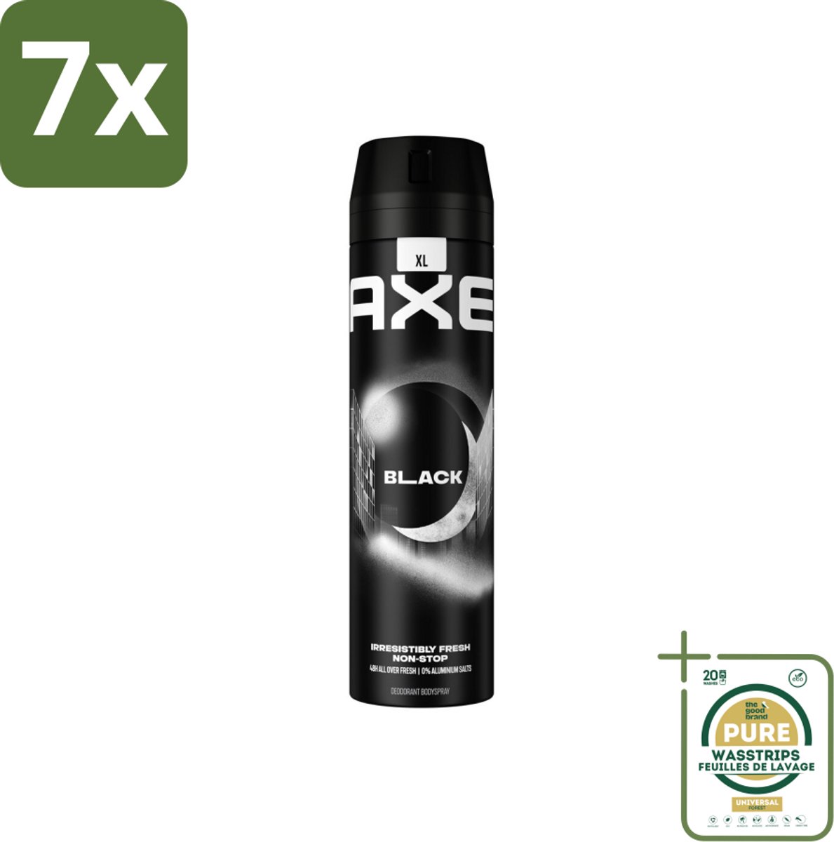 7 x Axe XL - Deodorant Bodyspray - 48hrs Fresh - Black - Frozen Pear & Cedarwood - 200 ml - Grootverpakking - Deodorant - Lichaamsgeur - Frisheid - Bevroren Peer - Cederhout