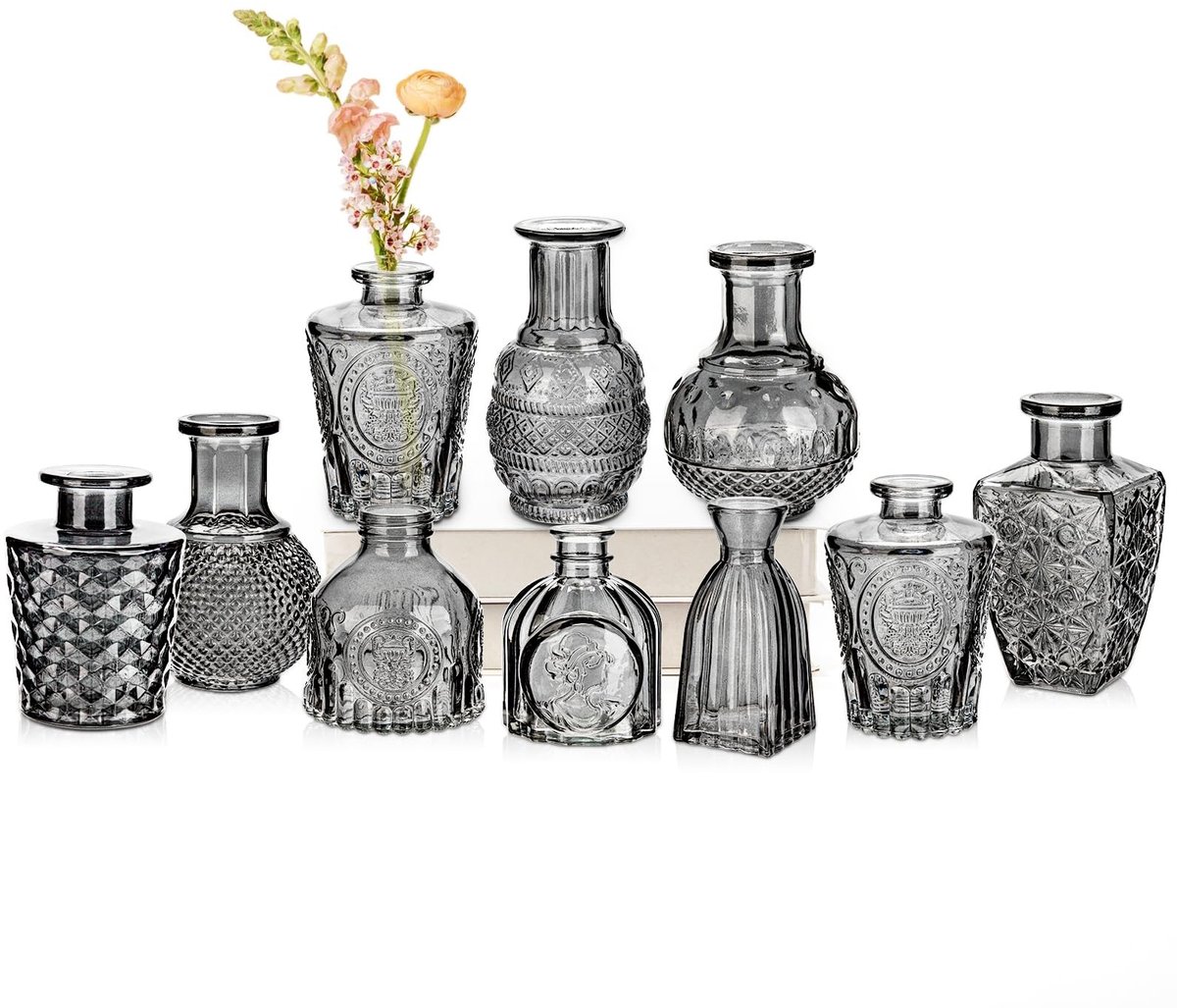 Elzusha - 10-delige Set Kleine Glazen Vazen voor Bloemendecoratie