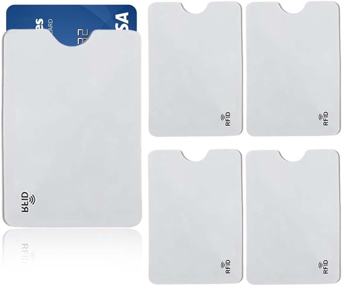 Beschermende RFID Blocking Cases voor Creditcards - Antidiefstal, RFID Shielding, Contactloze Betalingen, Set van 5 Witte Kaarthouders
