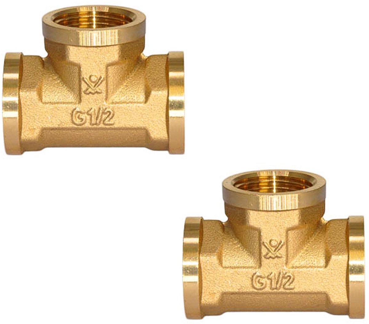 Elzusha - 2 stuks T stuk 1/2 inch - Messing Schroefdraadfitting voor Leidingen