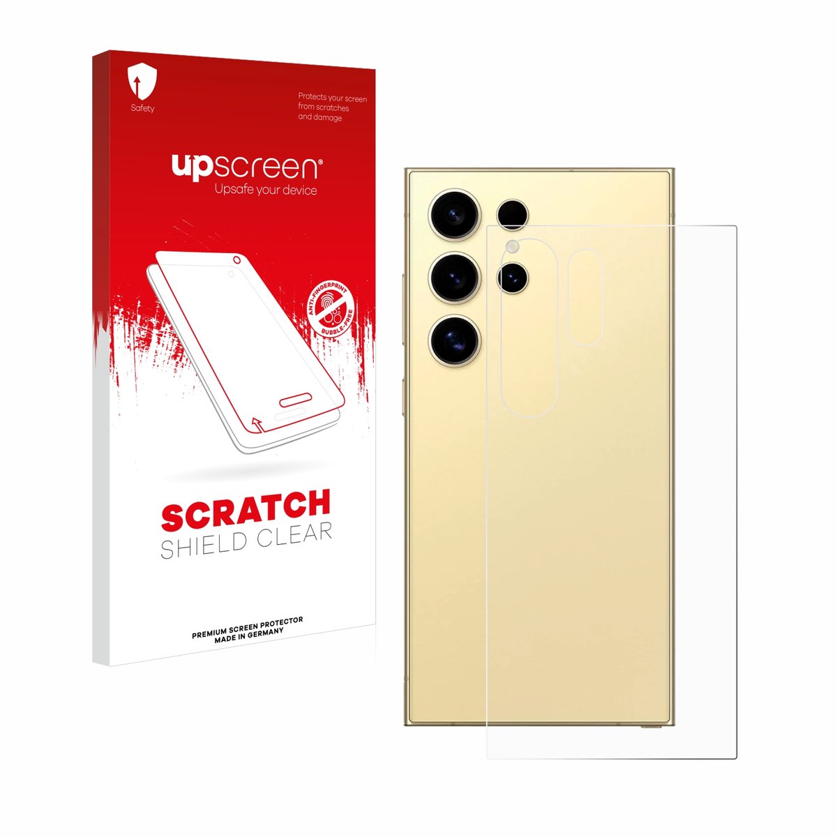 upscreen - Screenprotector voor Samsung Galaxy S24 Ultra (Achterkant) - Folie Beschermfolie transparant