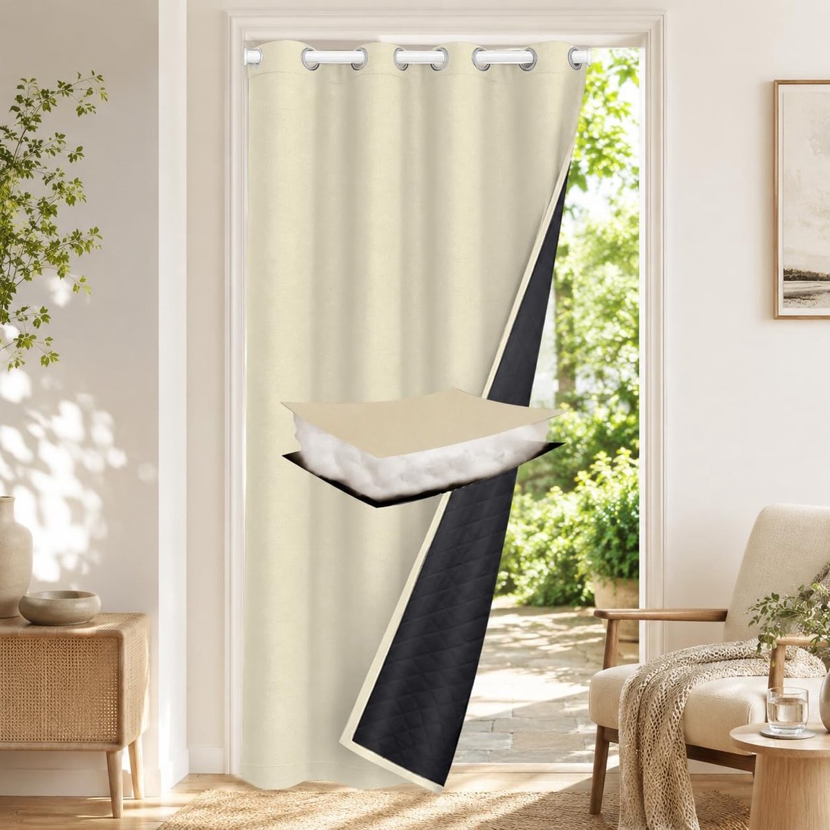 Elzusha - Beige Isolerende Deurgordijn voor Privacy