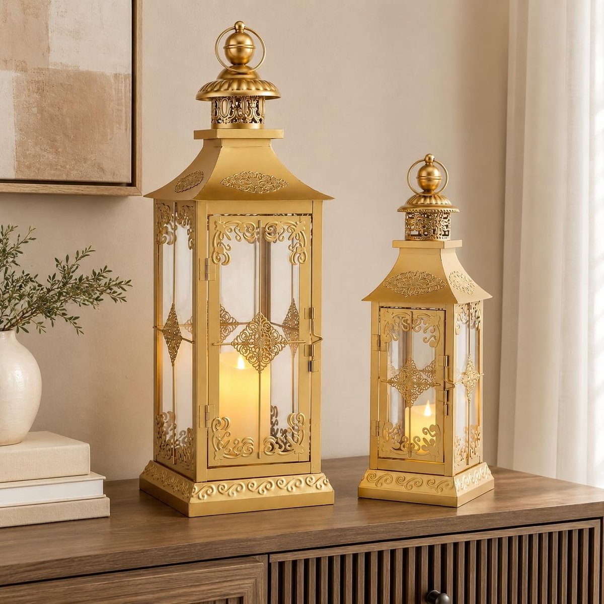 Elzusha - Set van 2 Vintage Decoratieve Lantaarns voor Binnen en Buiten