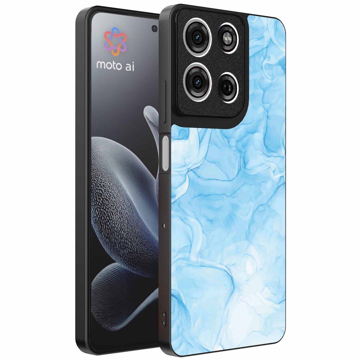 Geschikt voor Motorola Edge 70 Telefoonhoesje met marmer opdruk - TPU backcover case marble design - Lichtblauw - Smartphonica geschikt voor Motorola Edge 70