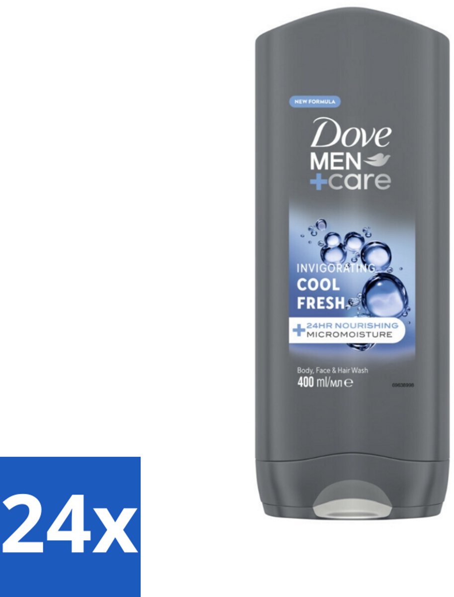 24 x Dove - Douchegel - Men+ Care Cool Fresh - Verfrissend en energiegevend - 400 ml - Douchegel Voor Mannen - Verfrissende Geur - Hydraterende Douchegel - Micro Moisture Technologie - Huid Verzorging