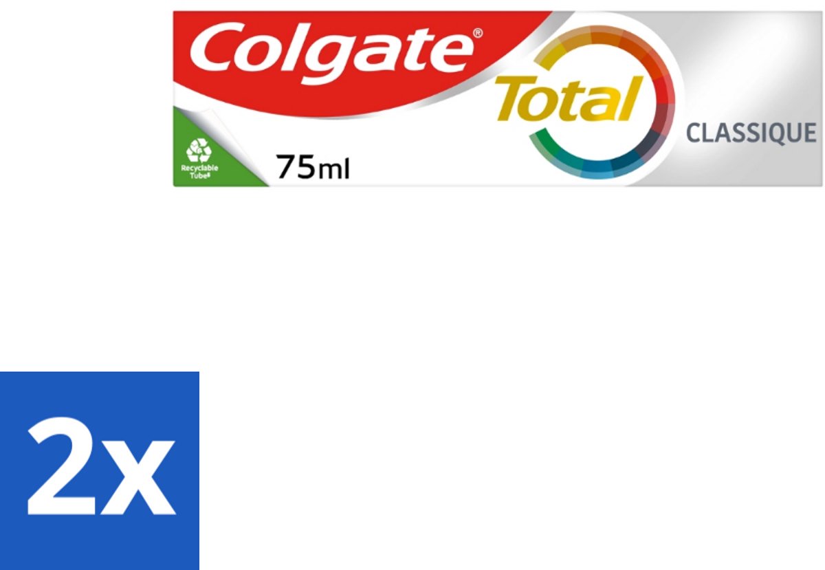 2 x Colgate - Total Classic - Tandpasta - 75ml - Tandpasta - Mondhygiëne - Tandplak - Tandsteen - Gaatjes