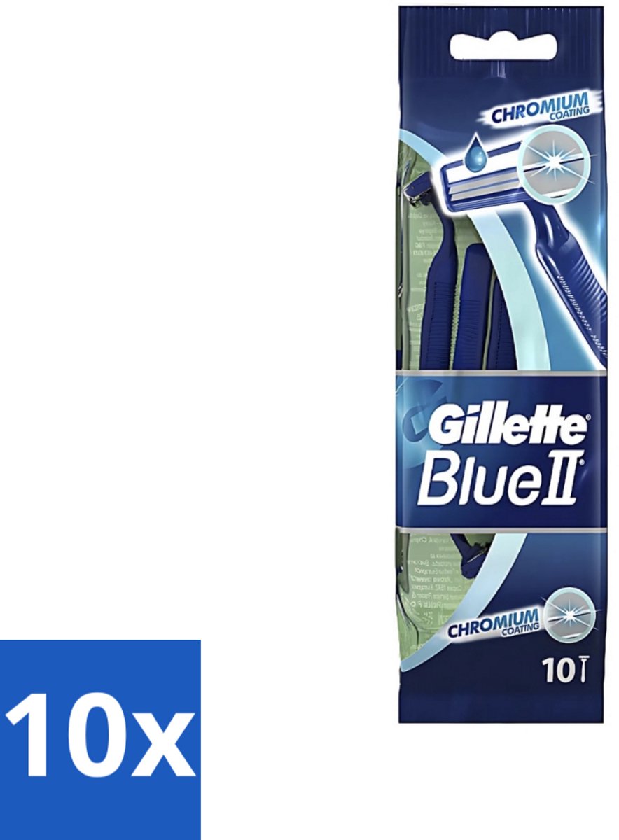 10 x Gillette - Blue 2 - Wegwerpscheermesjes - Chromium Coating - 10 Scheermesjes - Scheermesjes - Wegwerpscheermesjes - Gillette - Gromium Coating - Comfortabele Scheerbeurt