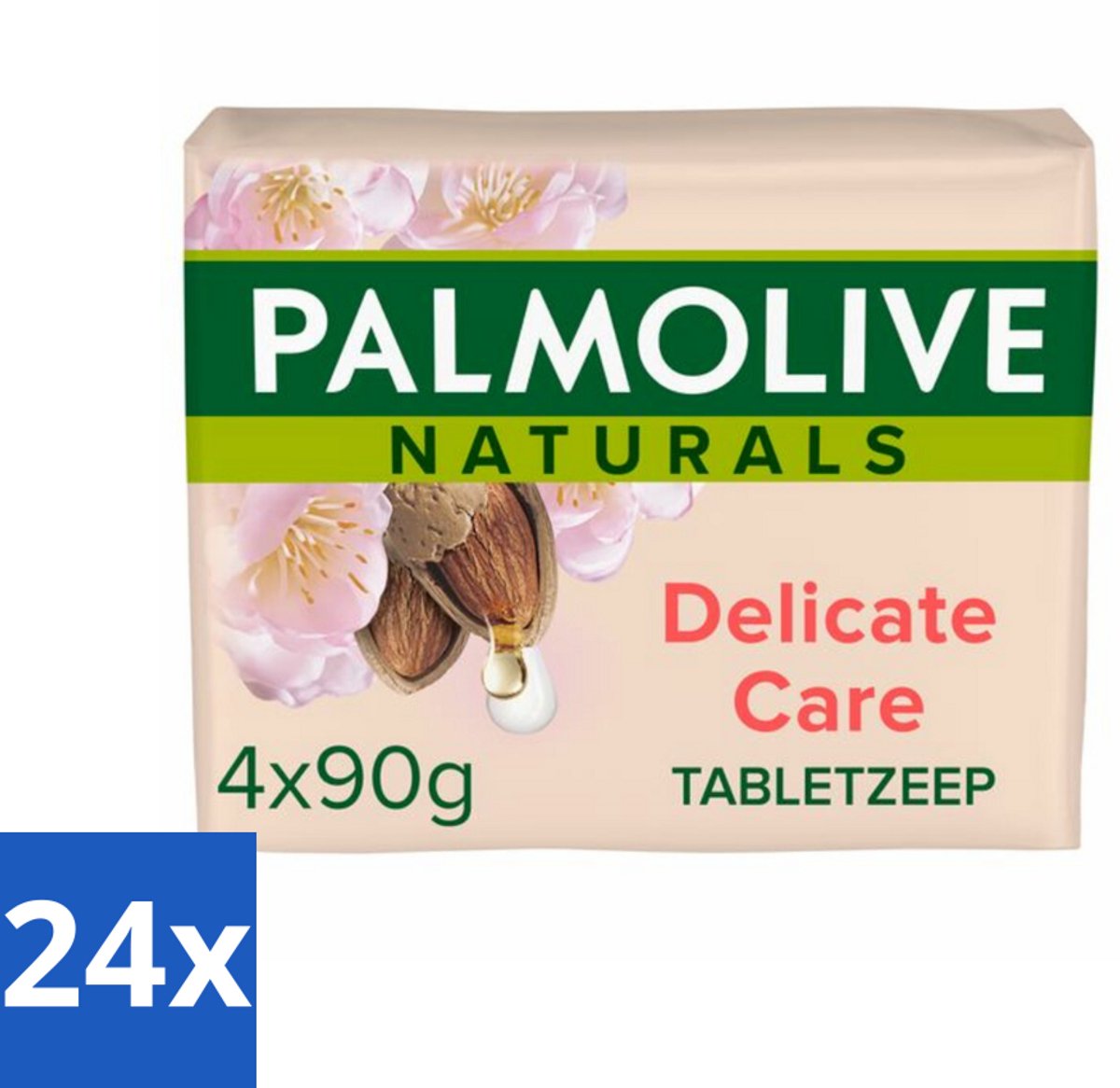 24 x Palmolive Tabletzeep Naturals Amandel Melk 4x 90 gr - Huidverzorging - Natuurlijke Toiletzeep - Milde Toiletzeep - Gevoelige Huid - Hydraterende Toiletzeep