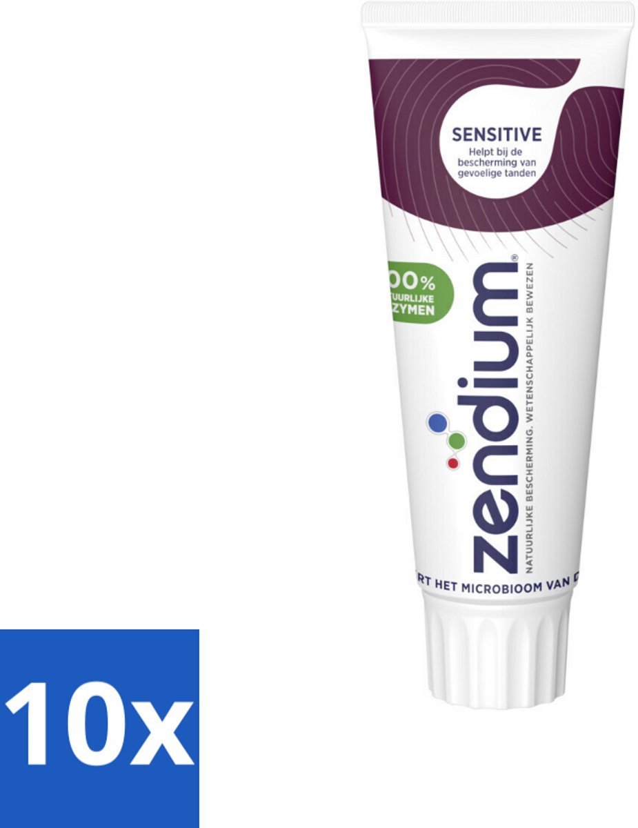 10 x Zendium Tandpasta Sensitive 75 ml - Gevoelige Tanden - Tandpasta - Natuurlijke Enzymen - Mondgezondheid - Fluoride