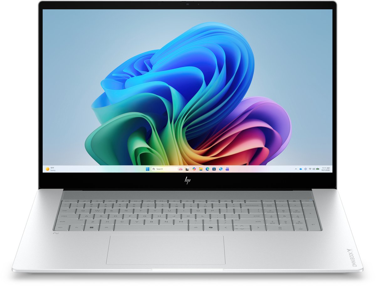 HP OmniBook X Laptop Next Gen AI 17-de0605ndx Copilot+ PC Intel Core Ultra 7 43,9 cm (17.3") Touchscreen Full HD 16 GB LPDDR5x-SDRAM 512 GB SSD Wi-Fi 7 (802.11be) Windows 11 Home Zilver