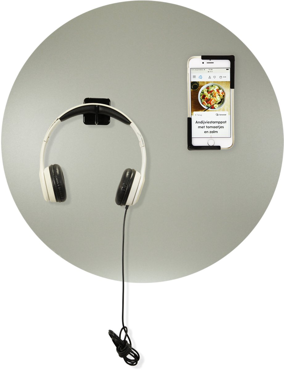 Magnetisch Krijtbord Rond - Groengrijs - Rond - 40cm - Kamer26