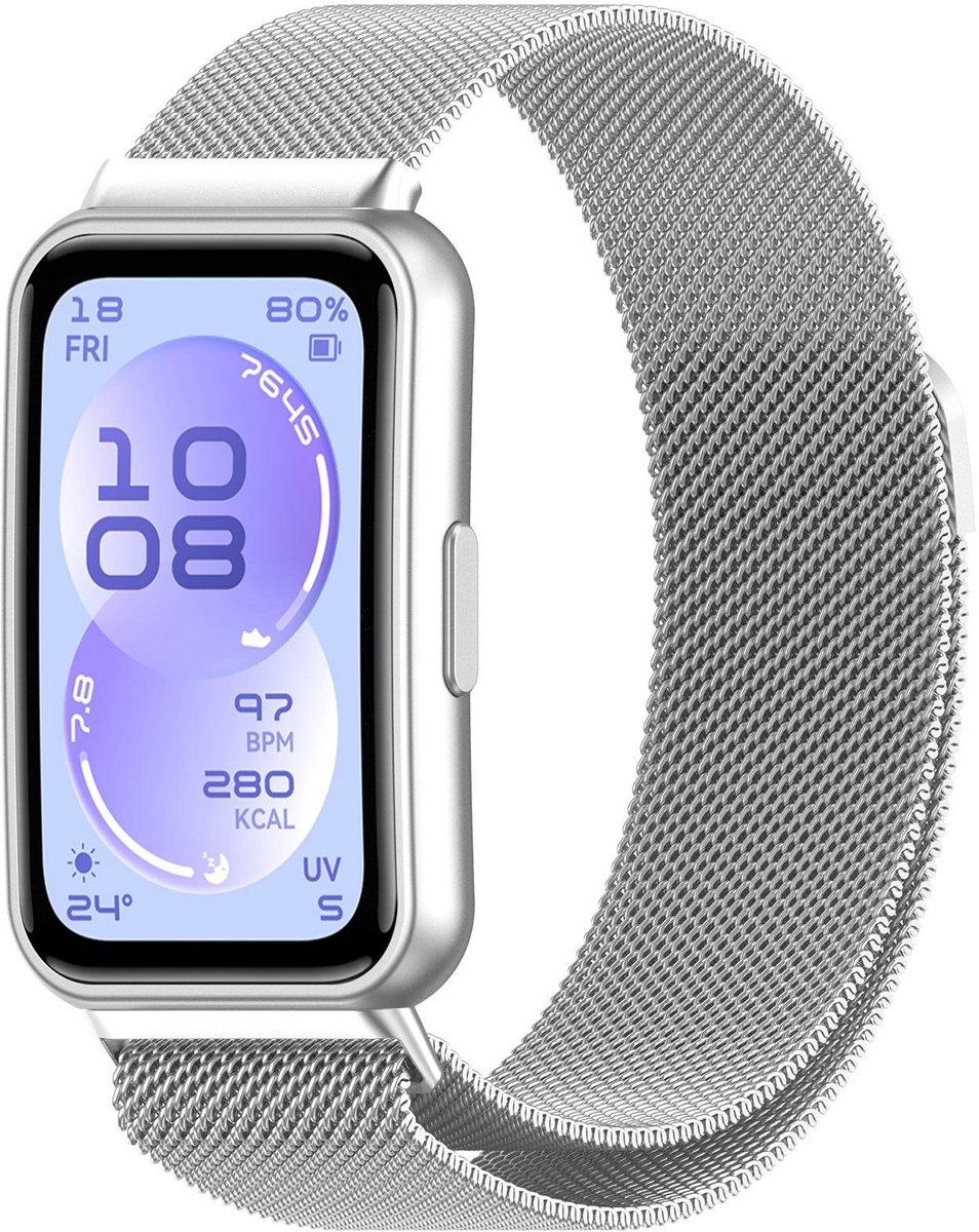 By Qubix - Milanese bandje - Zilver - geschikt voor Huawei Band 11 / 11 pro