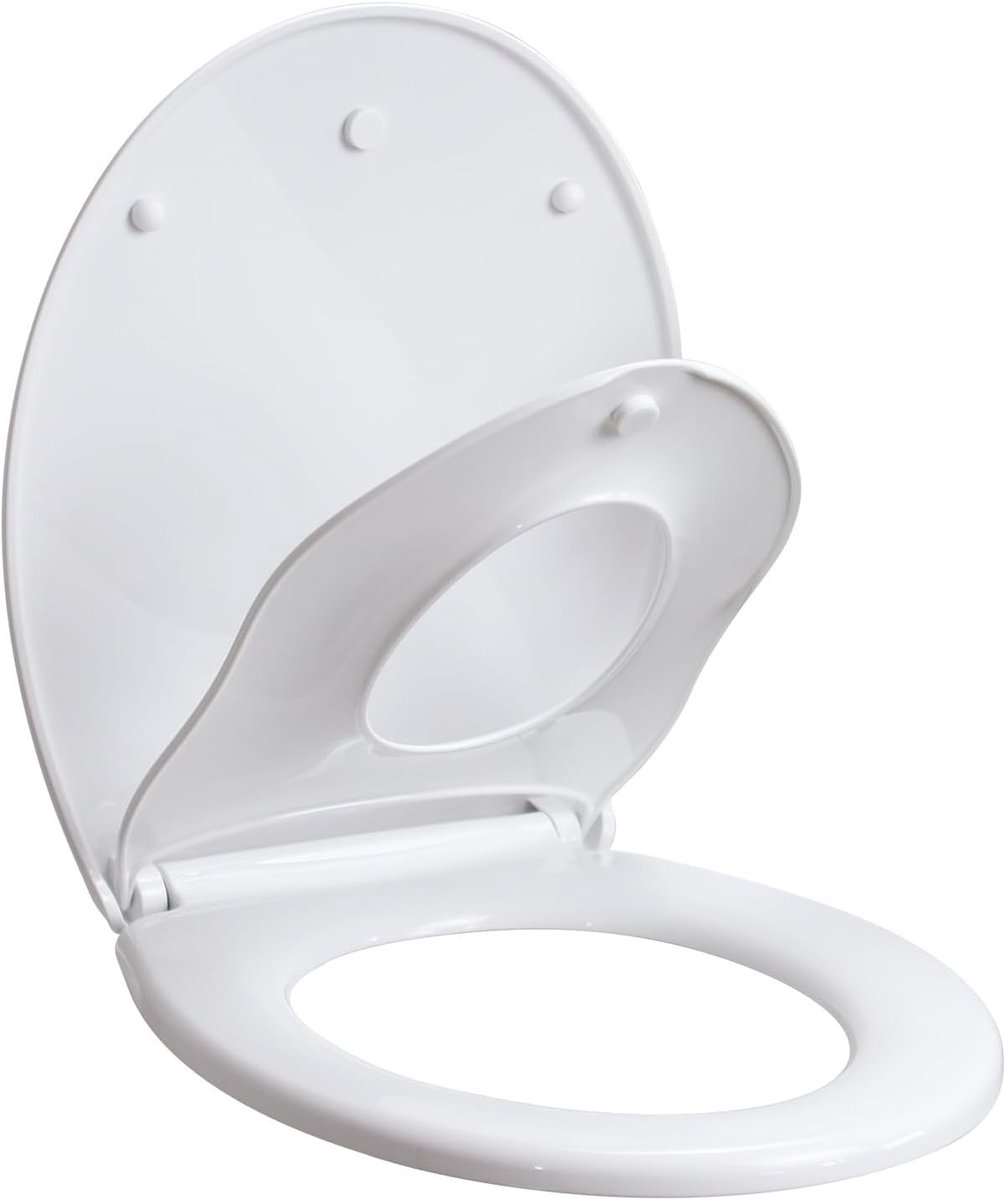 Toiletbril met kinderzitje en soft-close mechanisme, ovalen toiletzitting met snelle montage en eenvoudig schoon te maken ontwerp