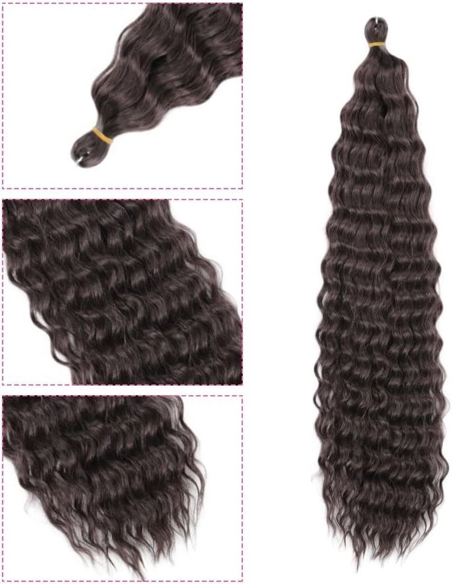 22 Inch 3 Packs Diepe Twist Haakhaar Ocean Wave Krullend Bohemian Vlechtwerk Met Diepe Golf Synthetische Haar Extensions voor Vrouwen en Meisjes