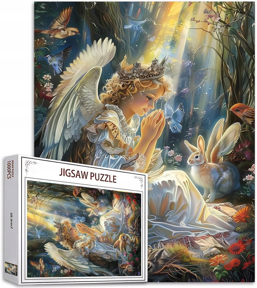 1000-delige Puzzel: Magisch Bos met Fee en Dieren, 70x50 cm