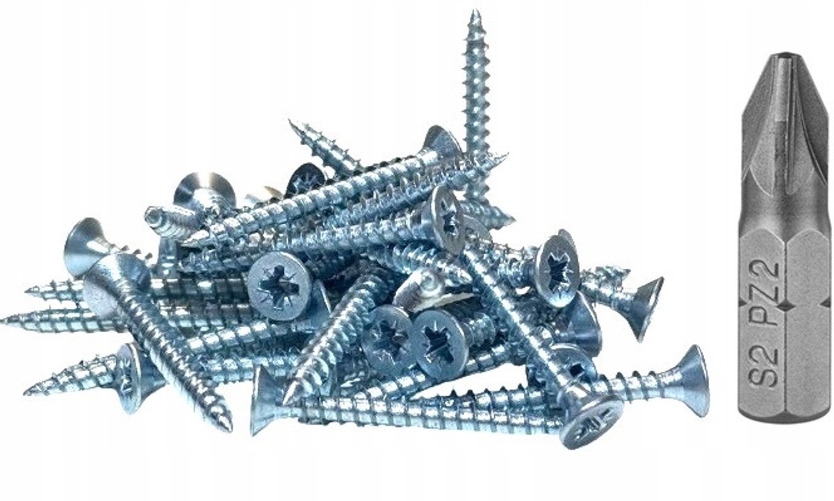100x Houtschroeven 4x35mm met PZ2 Bit - Verzinkt