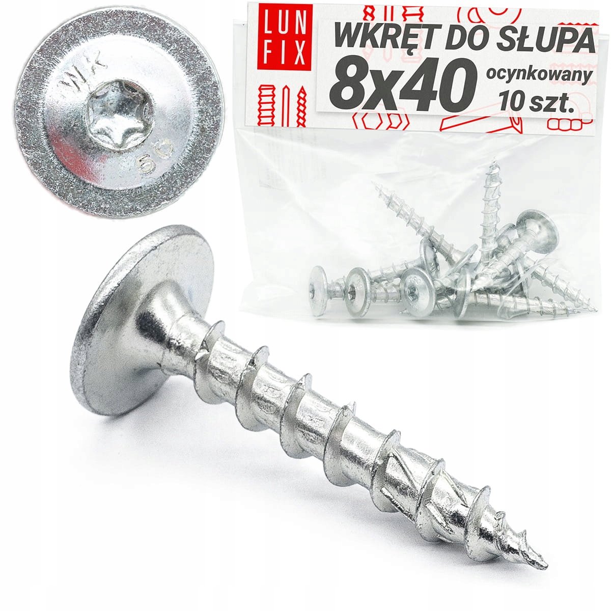 Paalvoet Schroeven 8x40mm Verzinkt 10 Stuks