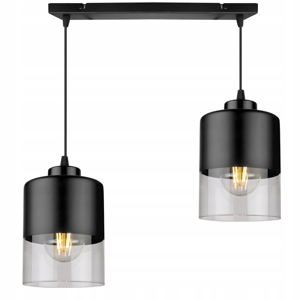 Hanglamp Glas Zwart Loft Eettafel Verstelbaar 2x E27