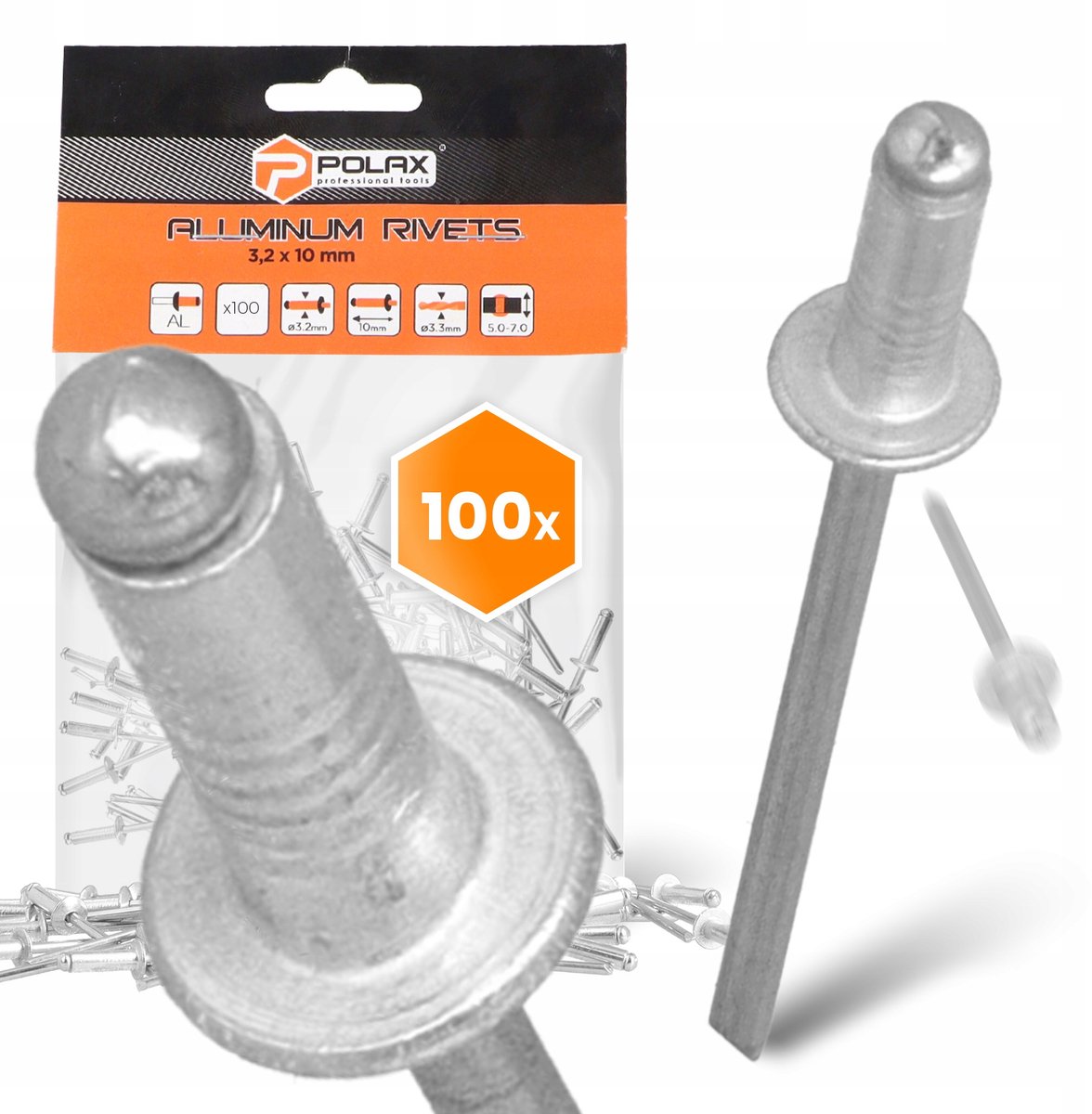 100x Aluminium Blindklinknagels 3,2x10 mm Verzinkt Staal Duurzaam