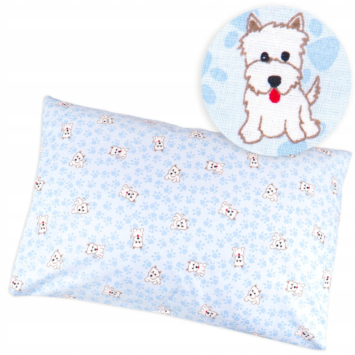 Kussensloop 50x70 cm - Blauw met Hondjes en Pootafdrukken