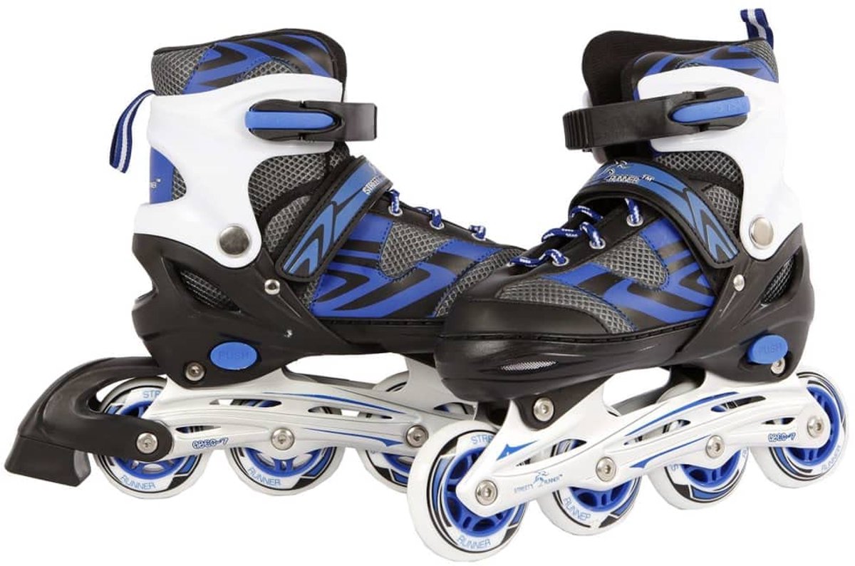 Kids Globe Street Rider inline skates (inliner) blauw/zwart, verstelbaar van maat 37-40, ABEC7 aluminium frame - ShopVlot