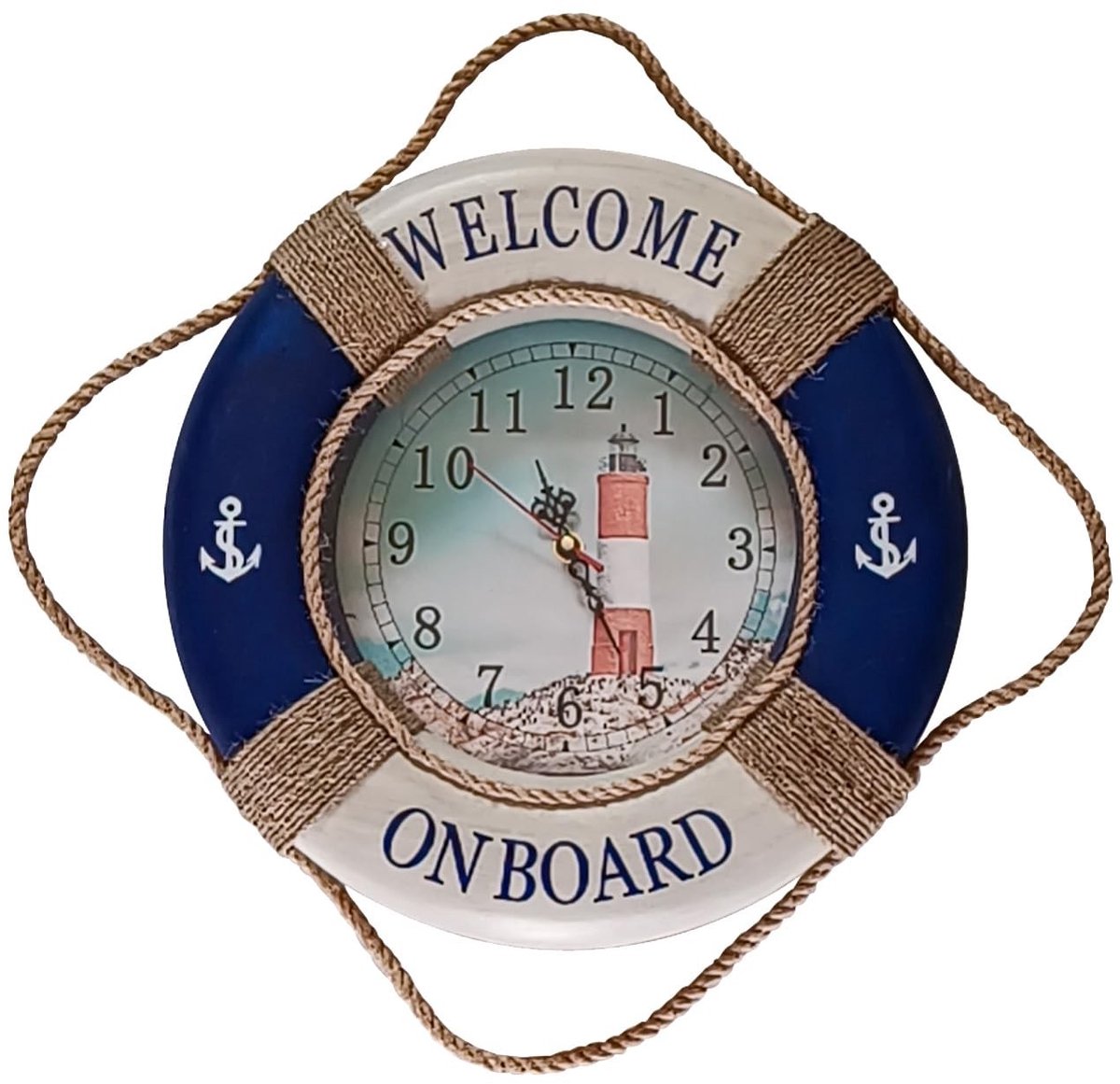 Elzusha - Wandklok Reddingsring 35 cm Blauw-Wit