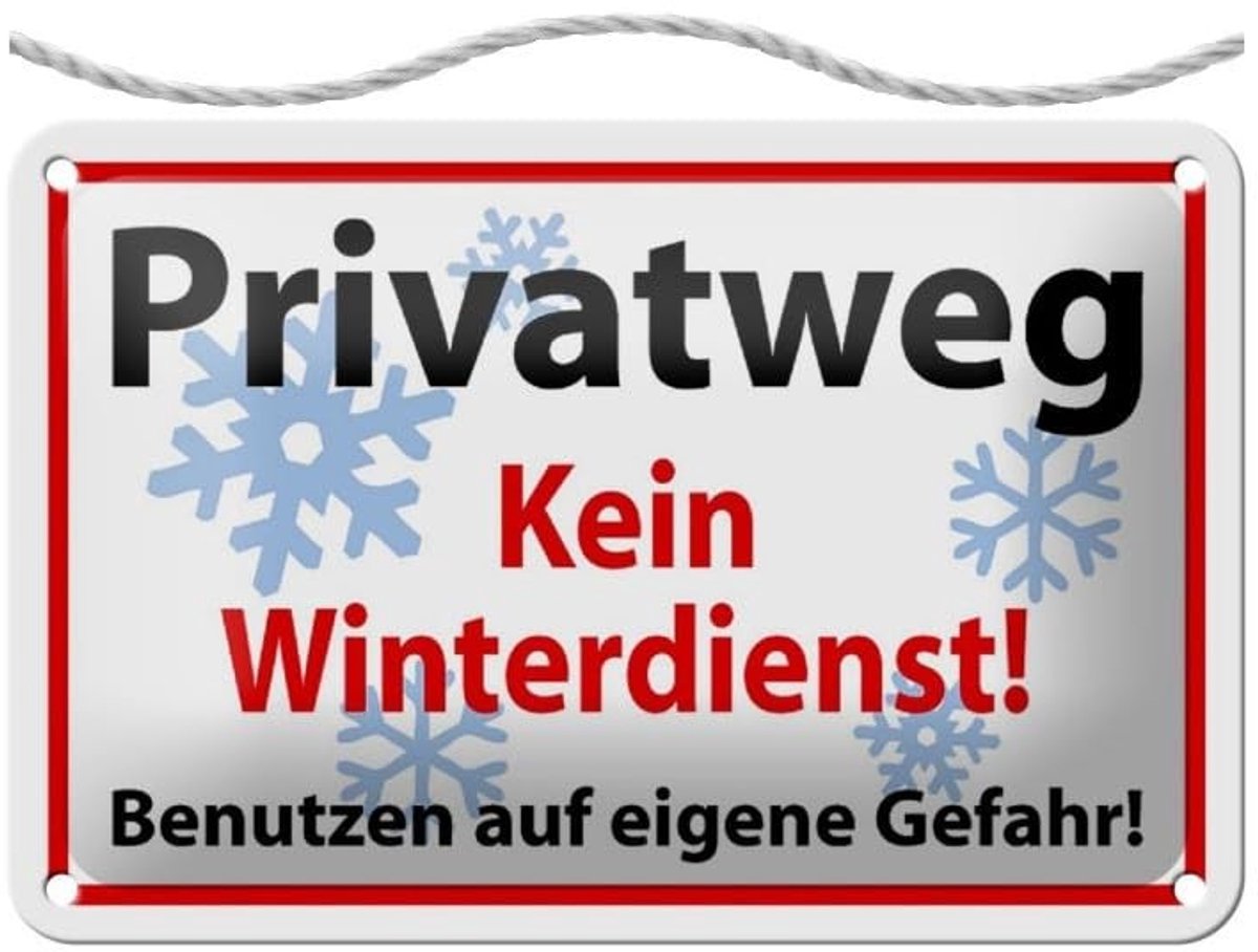 Elzusha - Metalen Bord met Koord - Privé-weg Geen Winterdienst