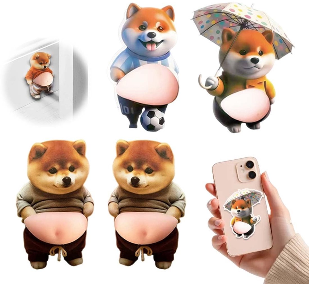 Elzusha - Set van 4 Decoratieve Deurstoppers met Shiba Inu Ontwerpen